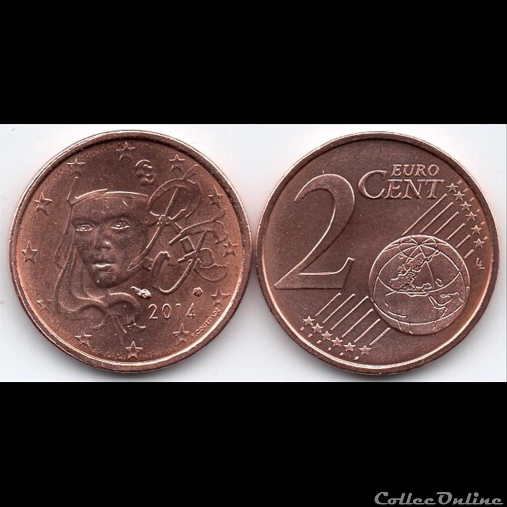 monnaie euro france 2 cent 2014 marianne symbole de la republique francaise