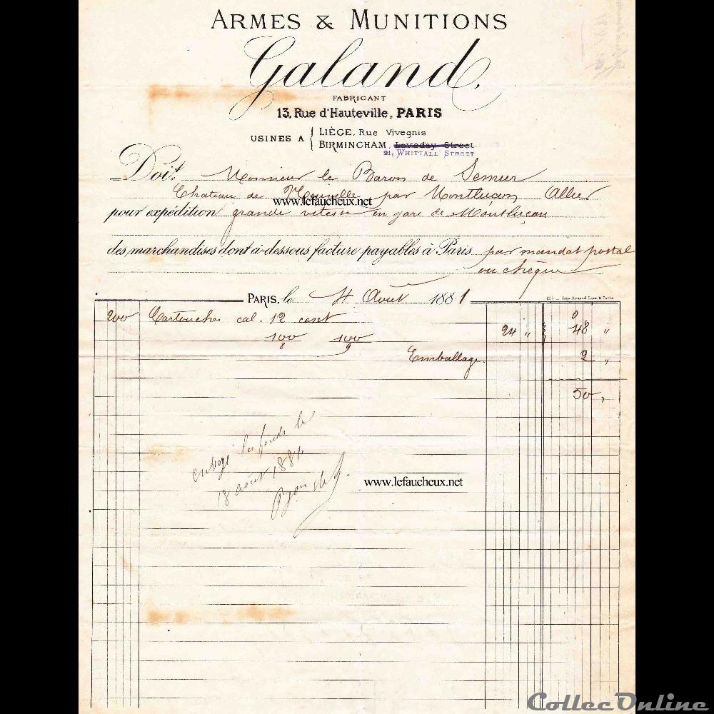 La Maison Galand vieux papier collection fusil la maison galand