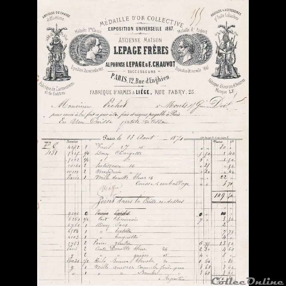 La Maison Lepage I 5 vieux papier collection fusil la maison lepage i