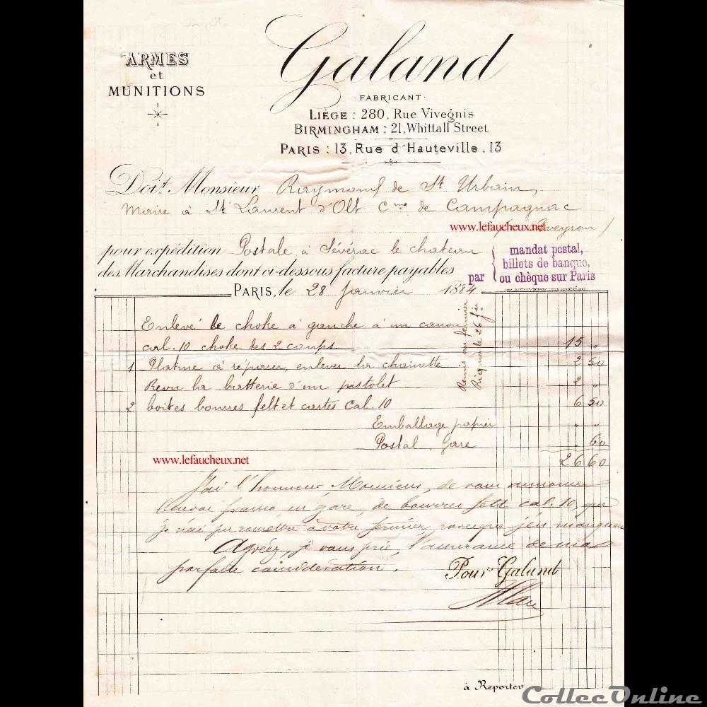 La Maison Galand vieux papier collection fusil la maison galand
