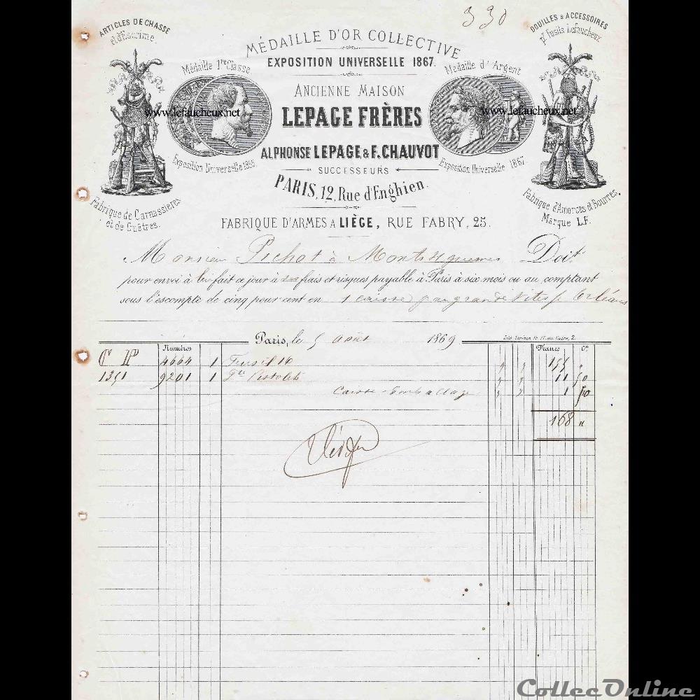 La Maison Lepage I 3 vieux papier collection fusil la maison lepage i