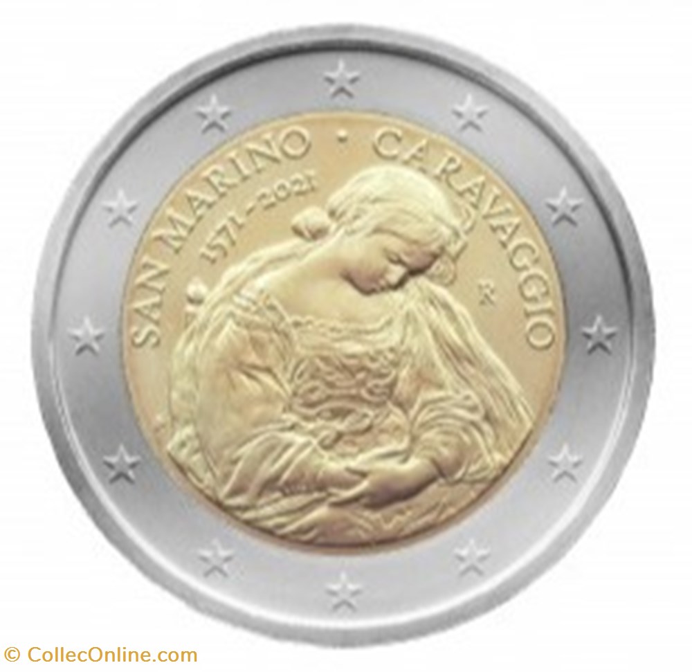 monedas euros san marino 2021 2 cc coincard 450th anniversary birth of caravaggio