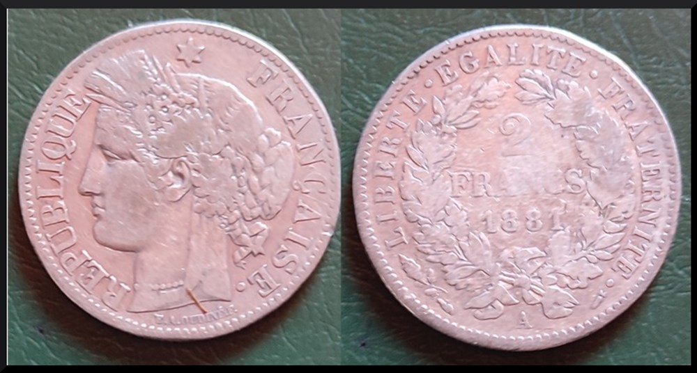 2 francs Cérès 1881 monnaies monde france 2 francs ceres 1881