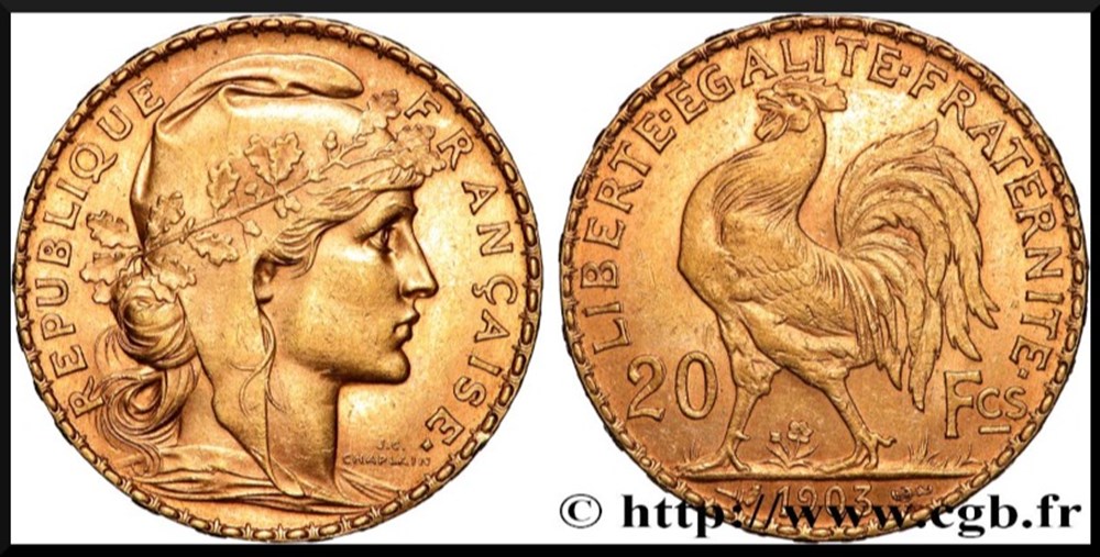 20 francs Coq Marianne 1903 monnaies monde france 20 francs coq marianne 1903