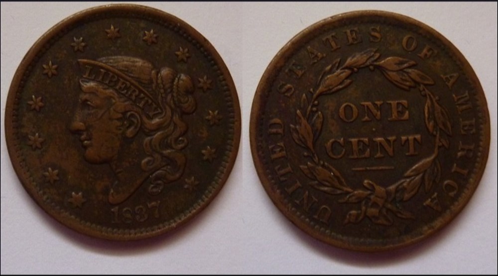 1 cent liberty Etats-Unis 1837 monnaies monde 1 cent liberty etats unis 1837