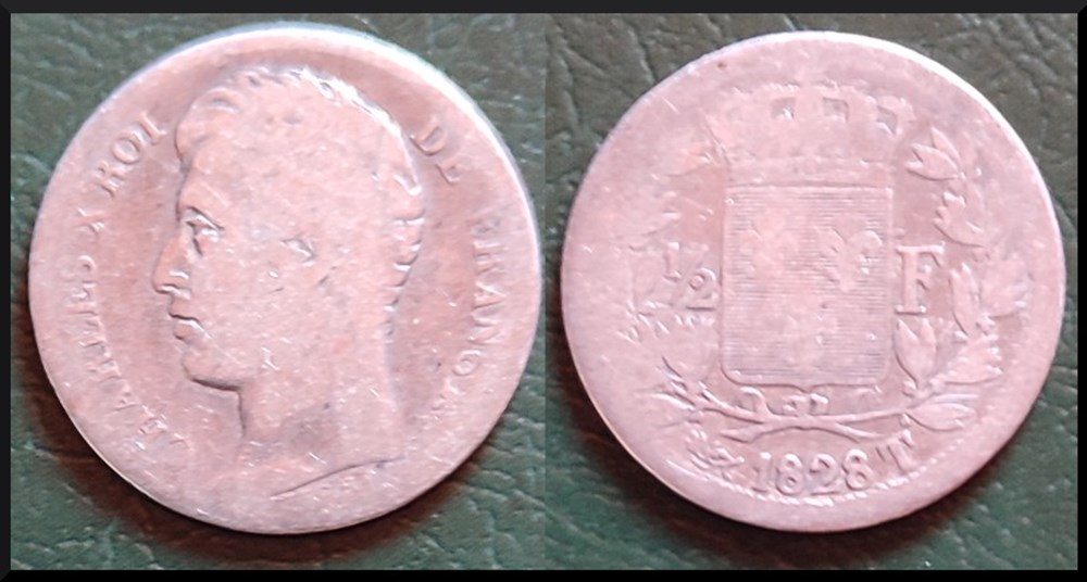 1/2 franc Charles X 1828 Nantes monnaies monde france 1 2 franc charles x 1828 nantes
