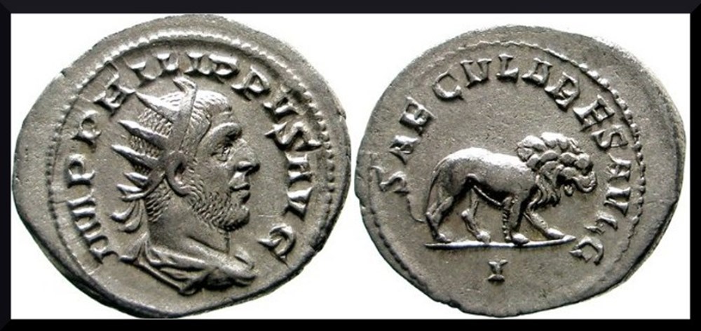 Philippe 1er, antoninien au lion, 248 après J.-C monnaies antiques romaines imperiales et republicaines philippe 1er antoninien au lion 248 apres j c