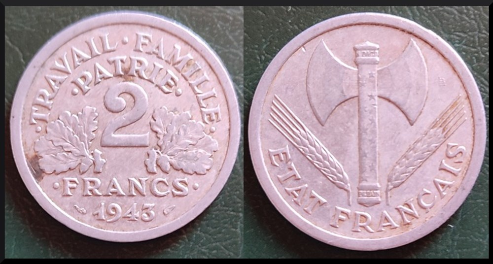 2 francs Francisque 1943 monnaies monde france 2 francs francisque 1943