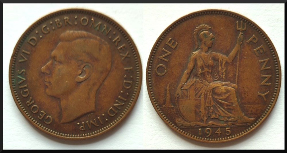 1 Penny Georges VI 1945 monnaies monde 1 penny georges vi 1945