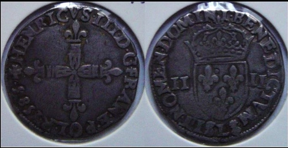 1/4 Ecu Henri III 1585 monnaies europe medievale a france royales 1 4 ecu henri iii 1585