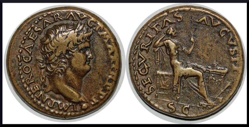 Néron, dupondius, Securitas, 66 après J.-C monnaies antiques romaines imperiales et republicaines neron dupondius securitas 66 apres j c