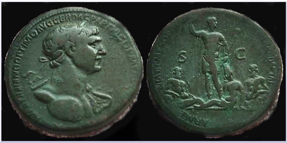 Trajan, sesterce, Mesopotamia 116 après J.-C monnaies antiques romaines imperiales et republicaines trajan sesterce mesopotamia 116 apres j c