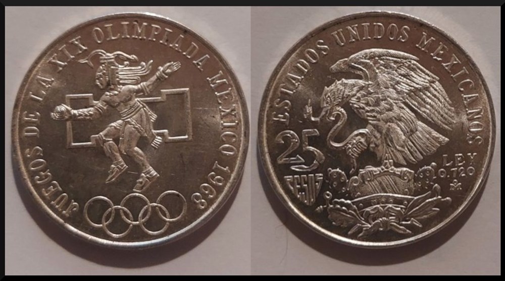 monnaies monde 25 pesos mexique 1968