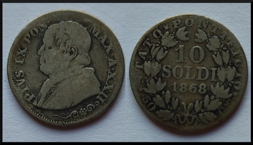 10 Soldi Vatican 1868 monnaies monde 10 soldi vatican 1868