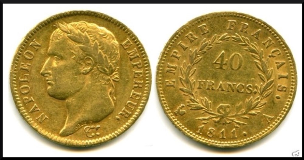 40 francs Napoléon premier 1811 A monnaies monde france 40 francs napoleon premier 1811 a