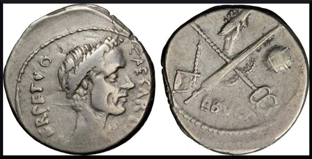 Denier Jules César Rome 44 avant J.-C monnaies antiques romaines imperiales et republicaines denier jules cesar rome 44 avant j c