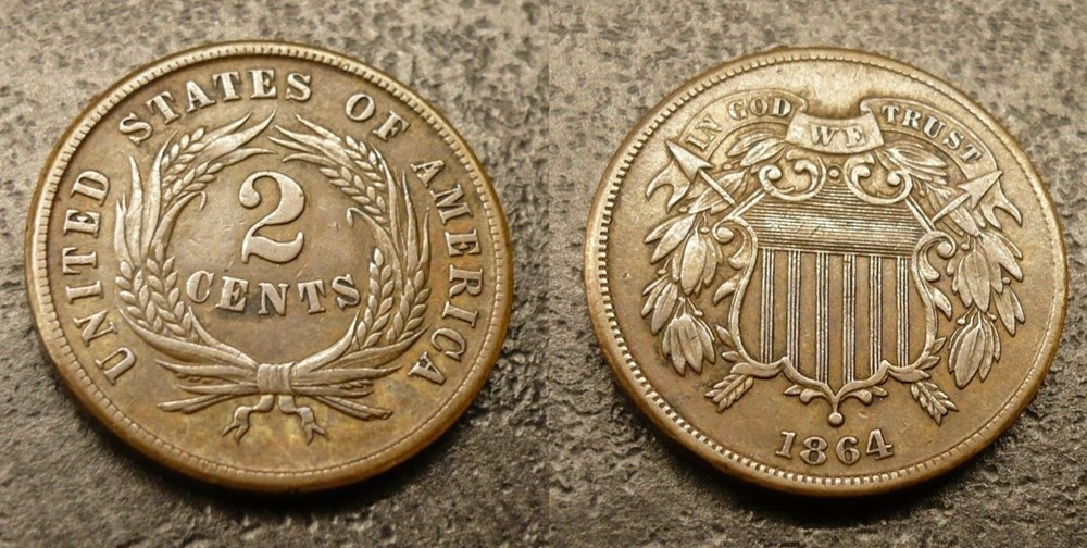 2 cents 1864 USA monnaies monde 2 cents 1864 usa