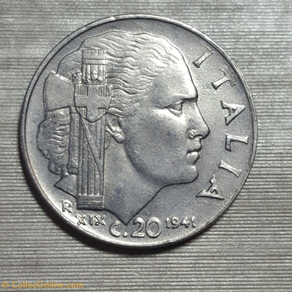 MONEDA DE 20 CENTESIMI DE ITALIA 1941 del mundo italium moneda de 20 centesimi de italia 1941