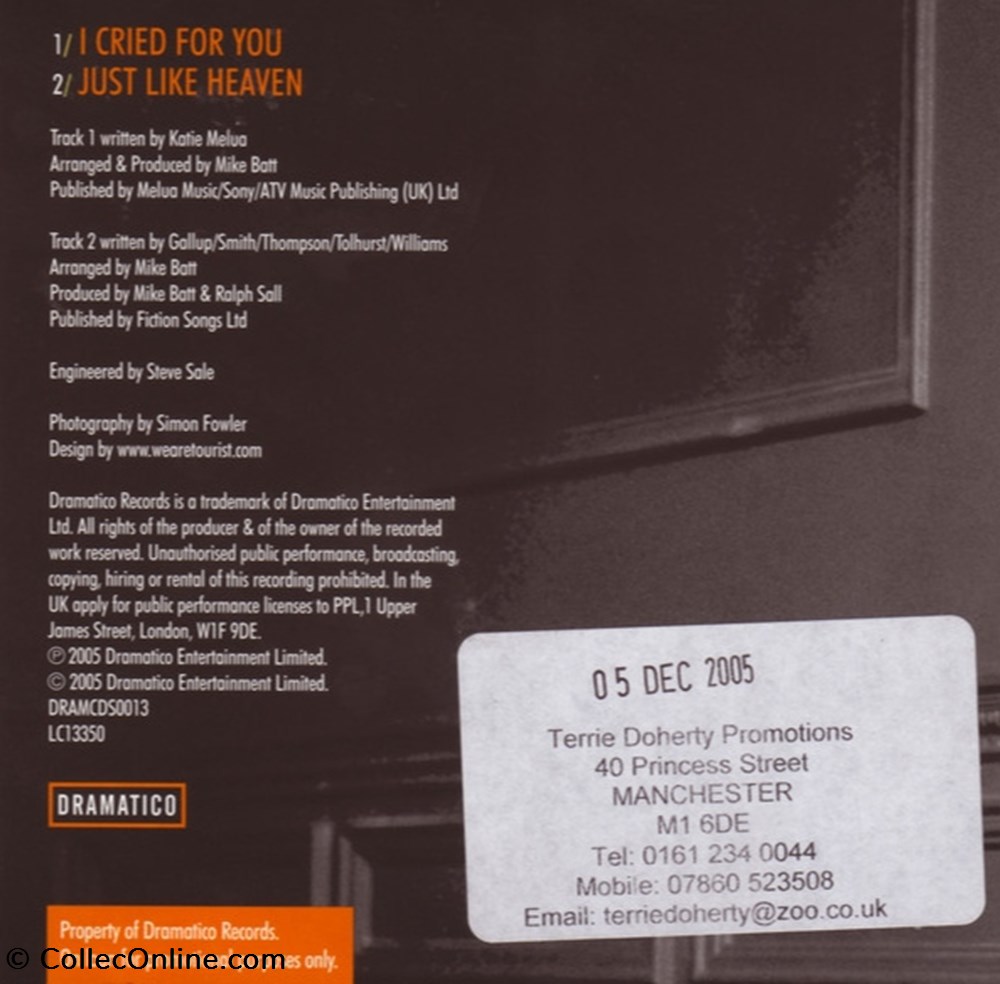 I Cried For You/Just Like Heaven (promo 2 titres) musique instruments cd i cried for you just like heaven promo 2 titres