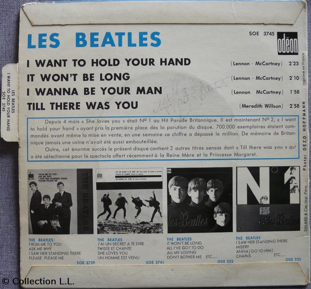 1964∼SOE 3745∼I want to hold your hand musique instruments disques vinyles disque tours 1964 soe 3745 i want to hold your hand