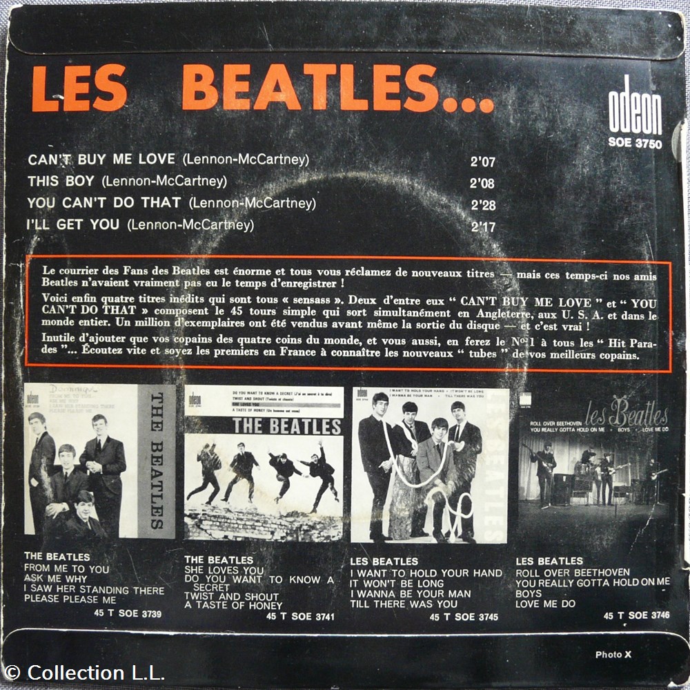 1964∼SOE 3750∼Can't buy me love musique instruments disques vinyles disque tours 1964 soe 3750 can t buy me love