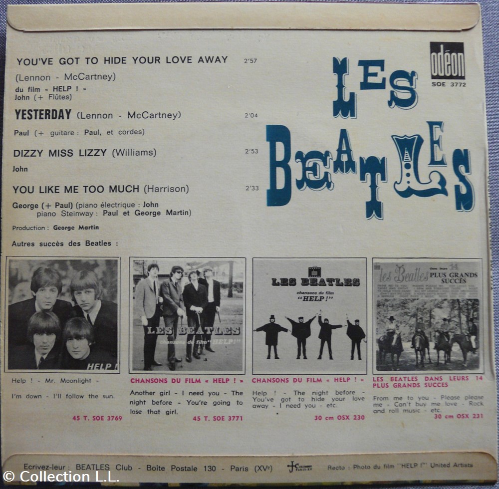 1965∼SOE 3772∼Yesterday musique instruments disques vinyles disque tours 1965 soe 3772 yesterday