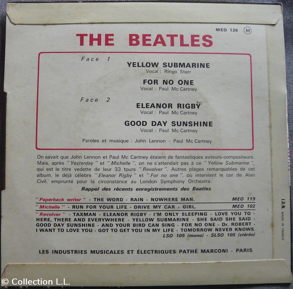 1966∼MEO 126∼Yellow submarine musique instruments disques vinyles disque tours 1966 meo 126 yellow submarine