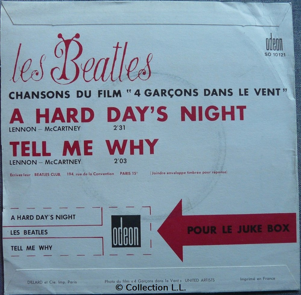 1964∼SO 10121∼A Hard Day's Night musique instruments disques vinyles disque tours 1964 so 10121 a hard day s night