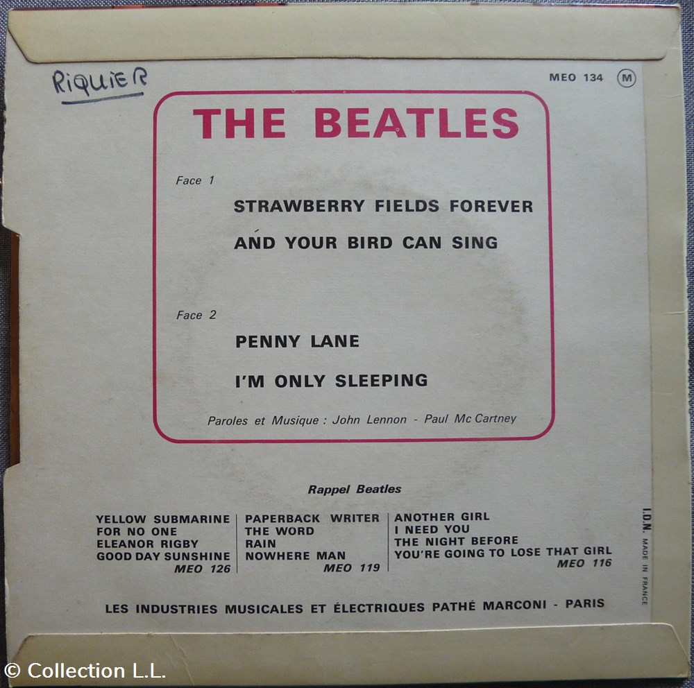 1967∼MEO 134∼Strawberry fields forever musique instruments disques vinyles disque tours 1967 meo 134 strawberry fields forever