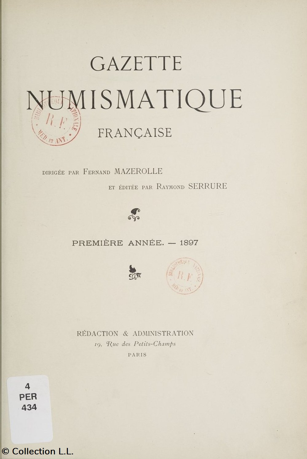 1897>1913 - Gazette Numismatique Française monnaies livres ouvrages 1897 1913 gazette numismatique francaise