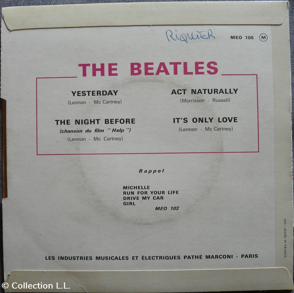 1966∼MEO 105∼Yesterday musique instruments disques vinyles disque tours 1966 meo 105 yesterday