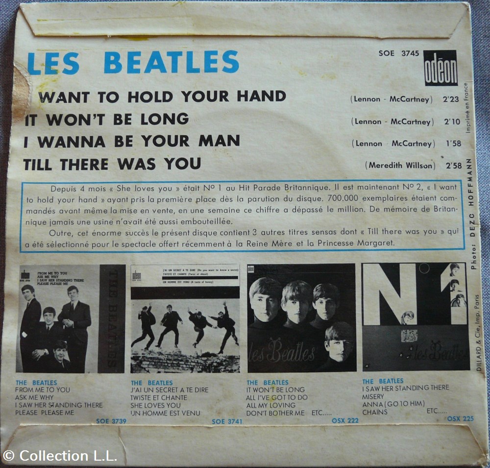 1964∼SOE 3745∼I want to hold your hand musique instruments disques vinyles disque tours 1964 soe 3745 i want to hold your hand