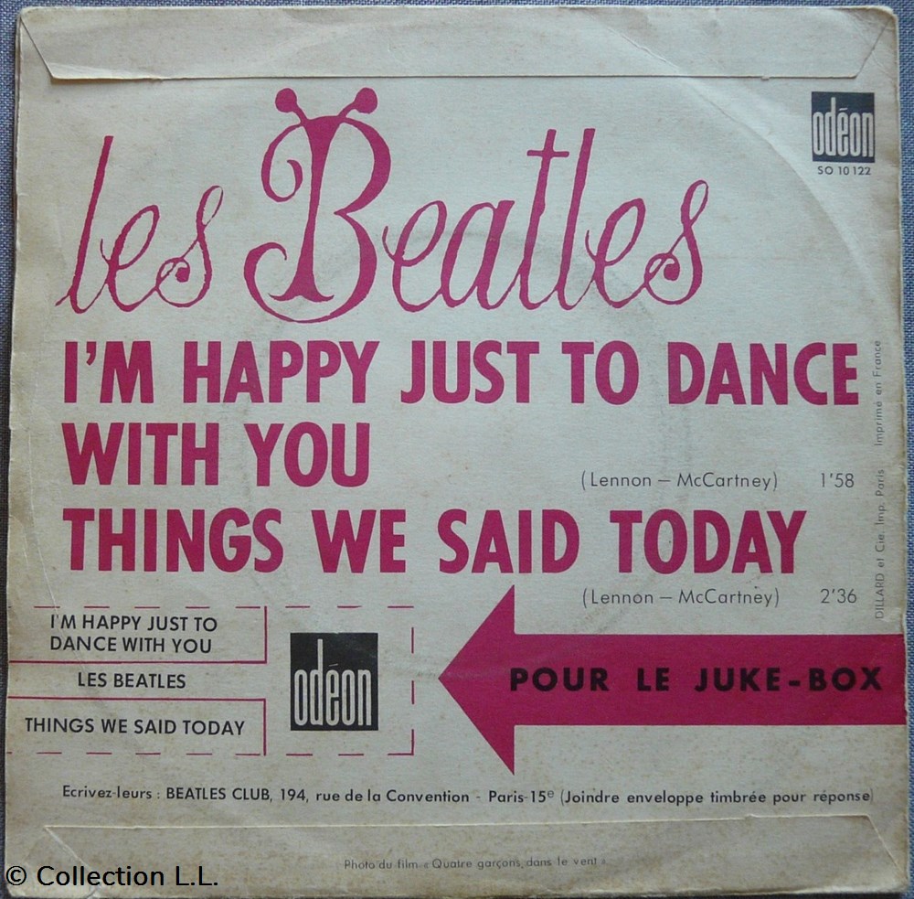 1964∼SO 10122∼I'm Happy Just to Dance with You musique instruments disques vinyles disque tours 1964 so 10122 i m happy just to dance with you