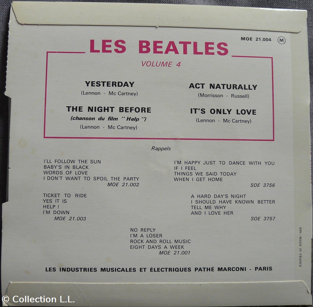 1965∼MOE 21004∼Yesterday musique instruments disques vinyles disque tours 1965 moe 21004 yesterday