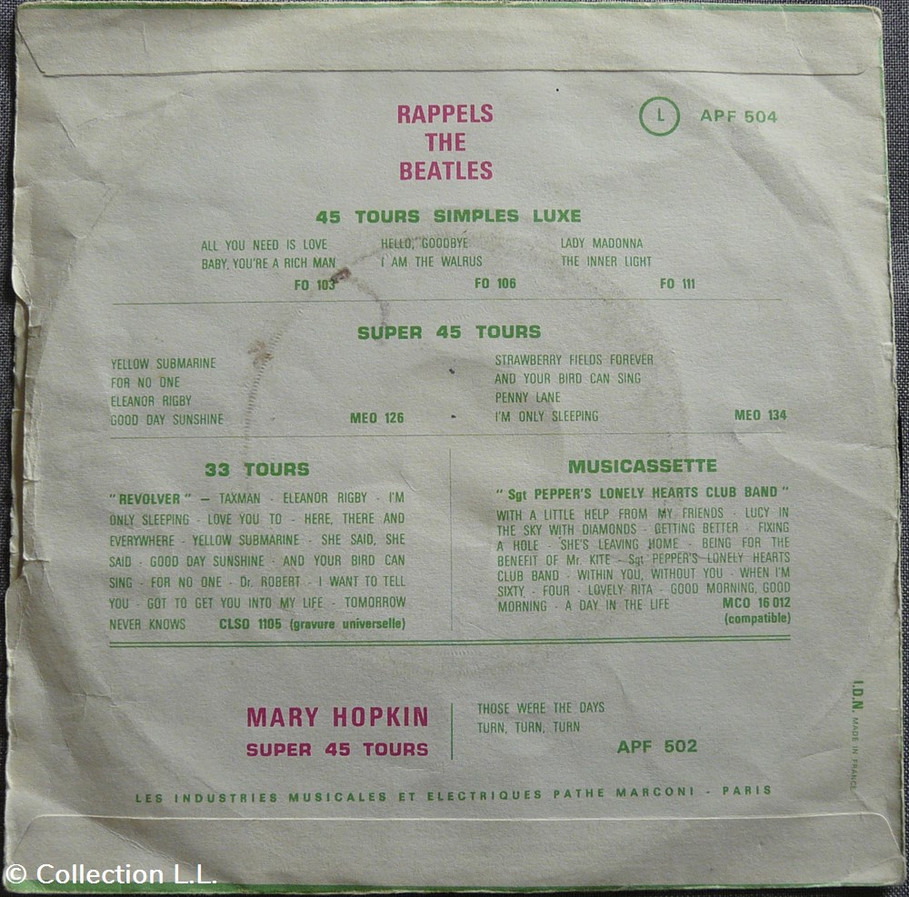 1968∼APF 504∼Hey Jude musique instruments disques vinyles disque tours 1968 apf 504 hey jude
