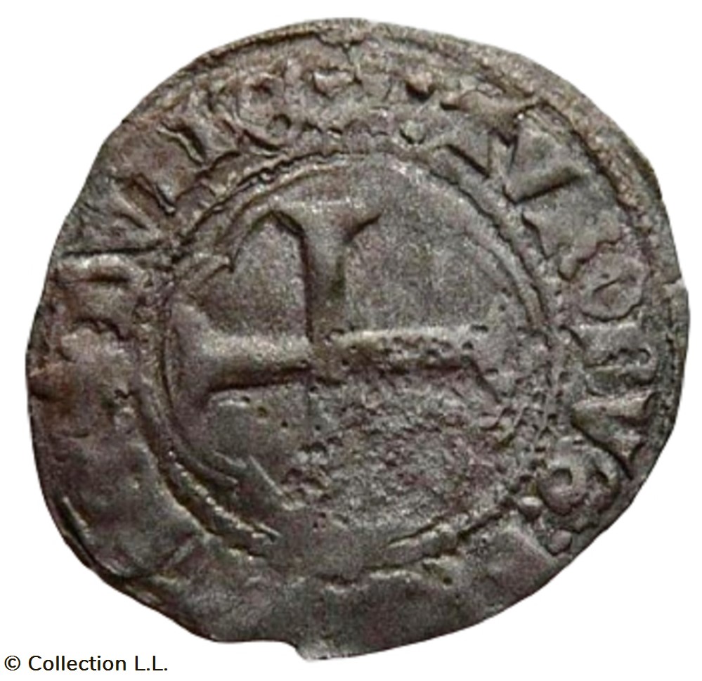 Double Tournois, 8° type, 3° ém monnaie france a royale double tournois 8 type 3 em