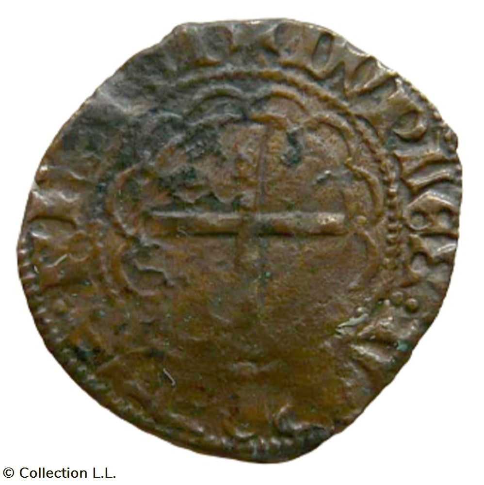 Double Tournois Dentillé, 1° ém, Limoges monnaie france a royale double tournois dentille 1 em limoges