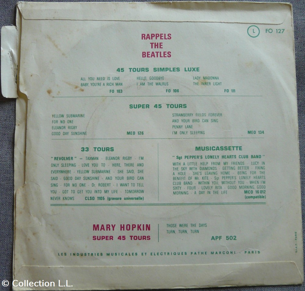 1968∼FO 127∼Hey Jude musique instruments disques vinyles disque tours 1968 fo 127 hey jude
