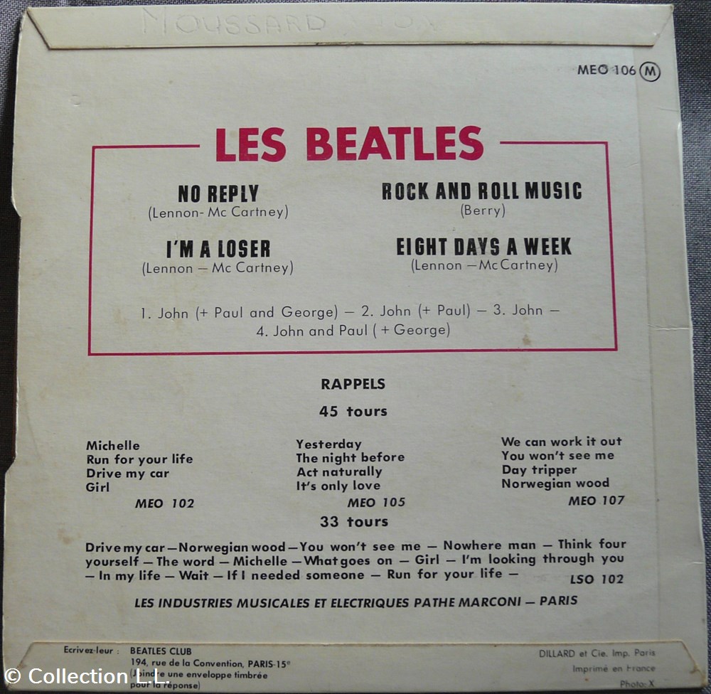 1966∼MEO 106∼No reply 2 musique instruments disques vinyles disque tours 1966 meo 106 no reply