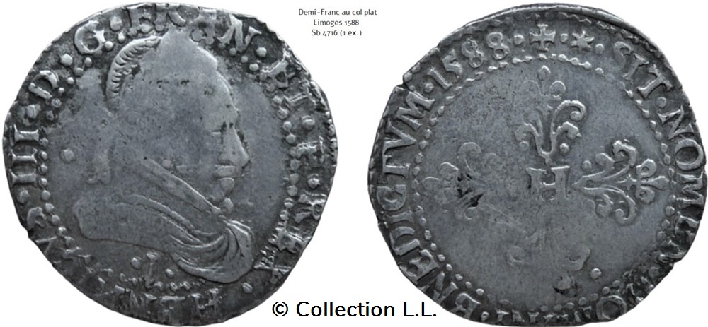 monnaies europe medievale france feodales henri iii demi franc au col plat