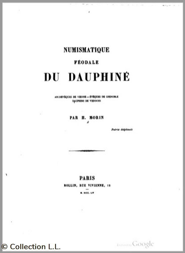 monnaies livres ouvrages 1854 morin numismatique feodales du dauphine