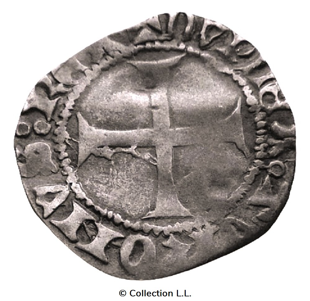 Double Tournois, 7° type, variété, Loches ? monnaies europe medievale france royales double tournois 7 type variete loches