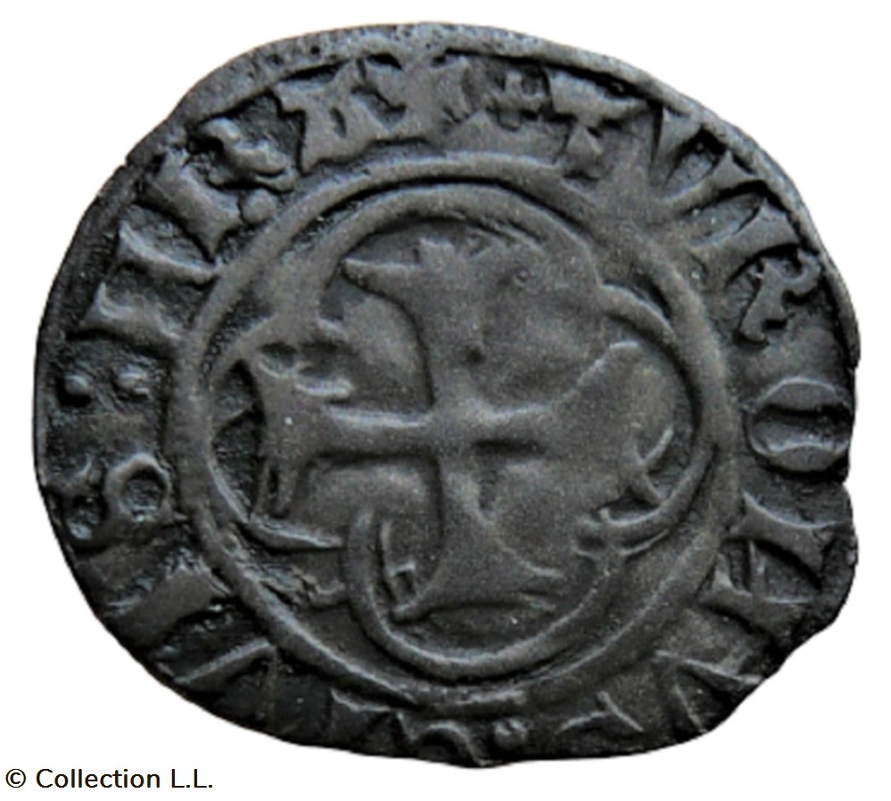 Denier Tournois, 7° type, 1° ém, Troyes monnaie france a royale denier tournois 7 type 1 em troyes