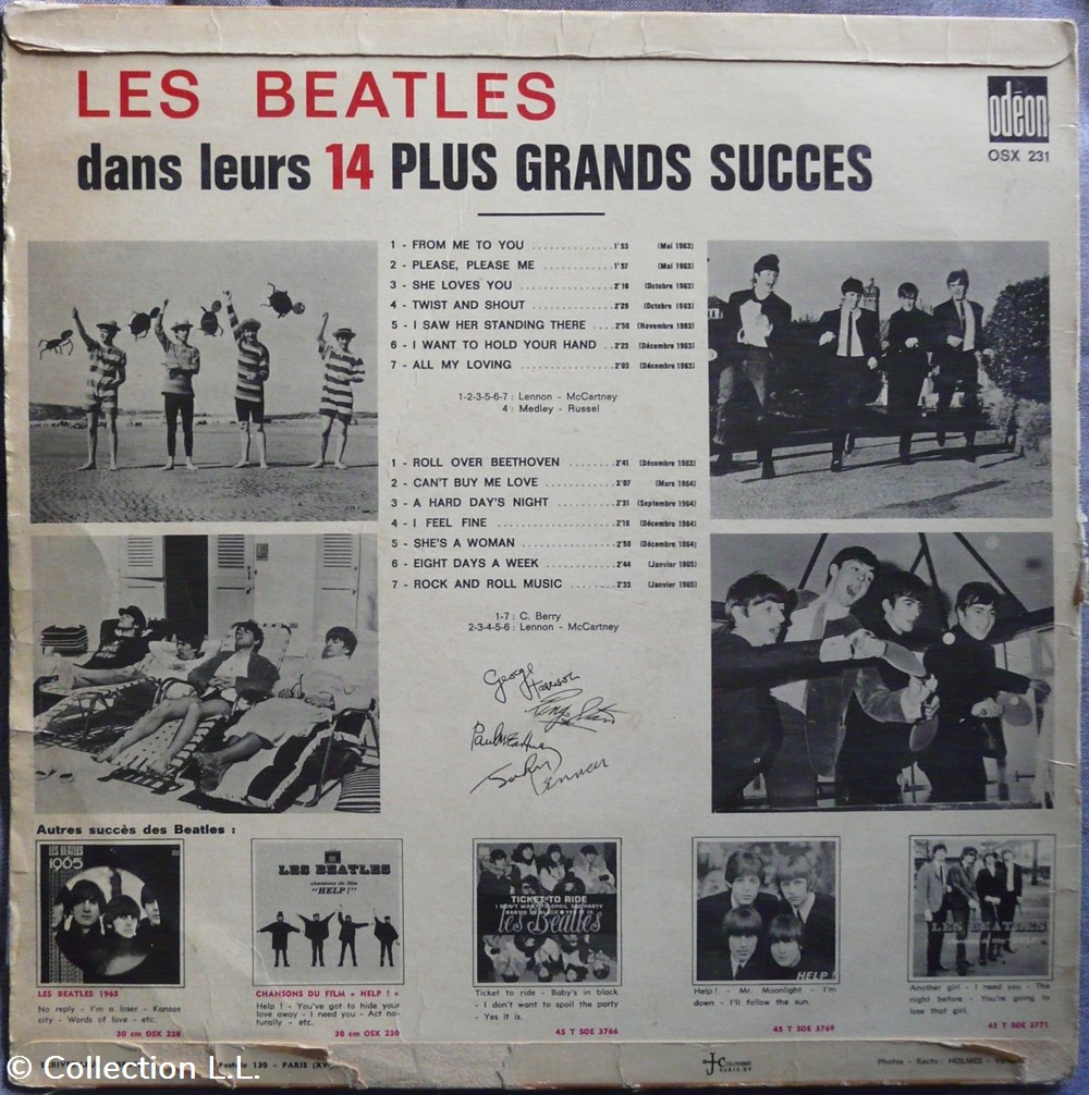 musique instruments disques vinyles disque tours 1965 osx 231 les beatles dans leurs 14 plus grands succes