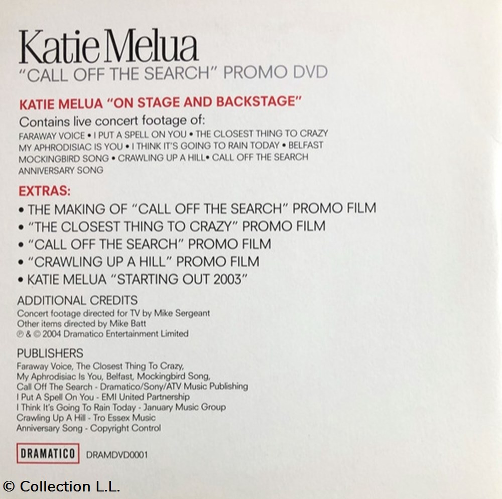 Call off the Search (promo dvd) musique instruments cd call off the search promo dvd