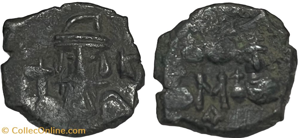 Sear 1014 - Constans II & Constantine IV & Heraclius & Tiberius - Follis coins byzantine to dynasty sear 1014 constans ii constantine iv heraclius tiberius follis