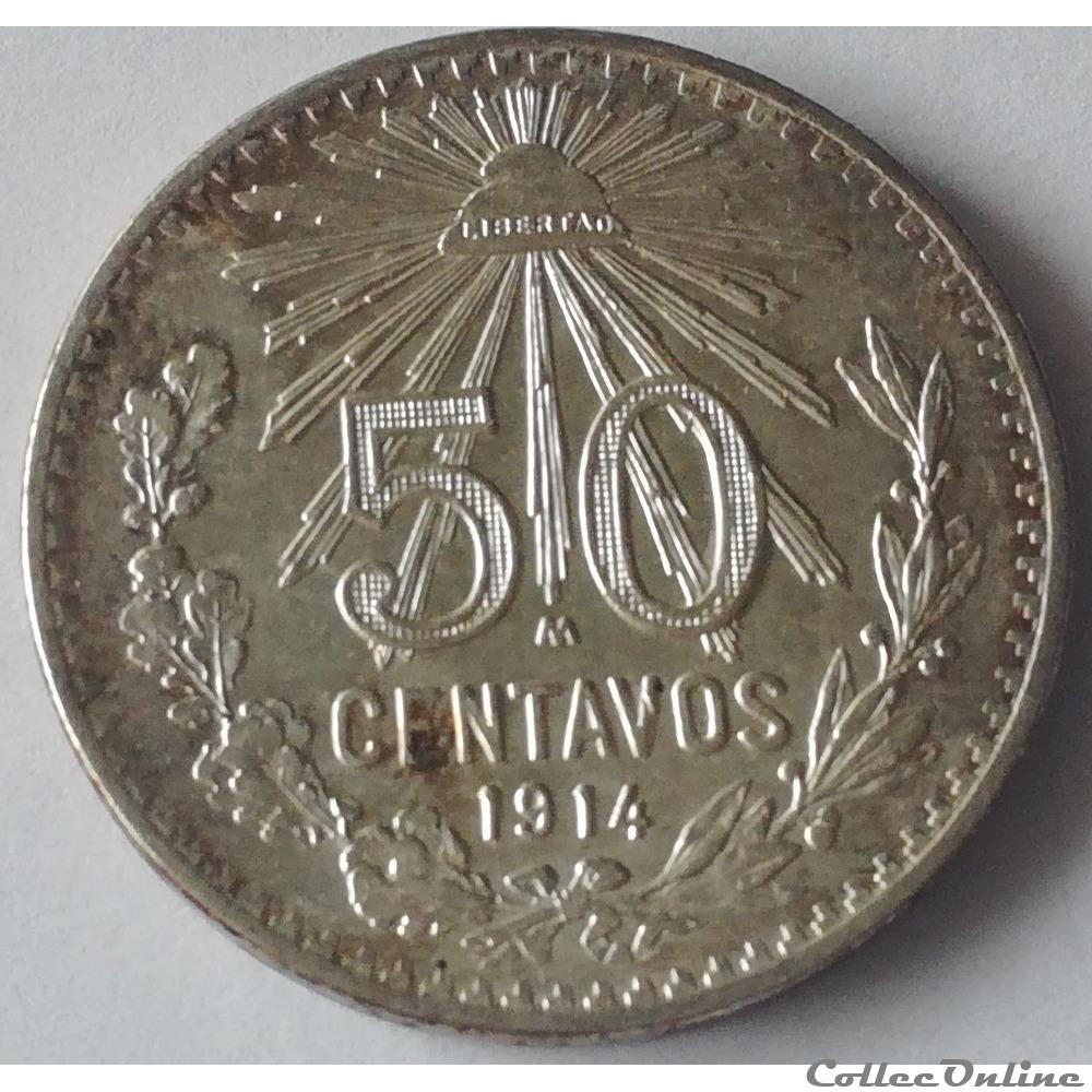 50 Centavos 1914 monnaies monde mexique 50 centavos 1914