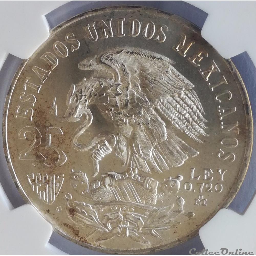 25 Pesos 1968-Mo Mexico City Olympics Even Rings NGC MS66 2 monnaies monde mexique 25 pesos 1968 mo mexico city olympics even rings ngc ms66