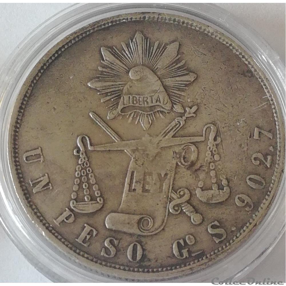 1 Peso 1871 aigle Guanajuato monnaies monde mexique 1 peso 1871 aigle guanajuato