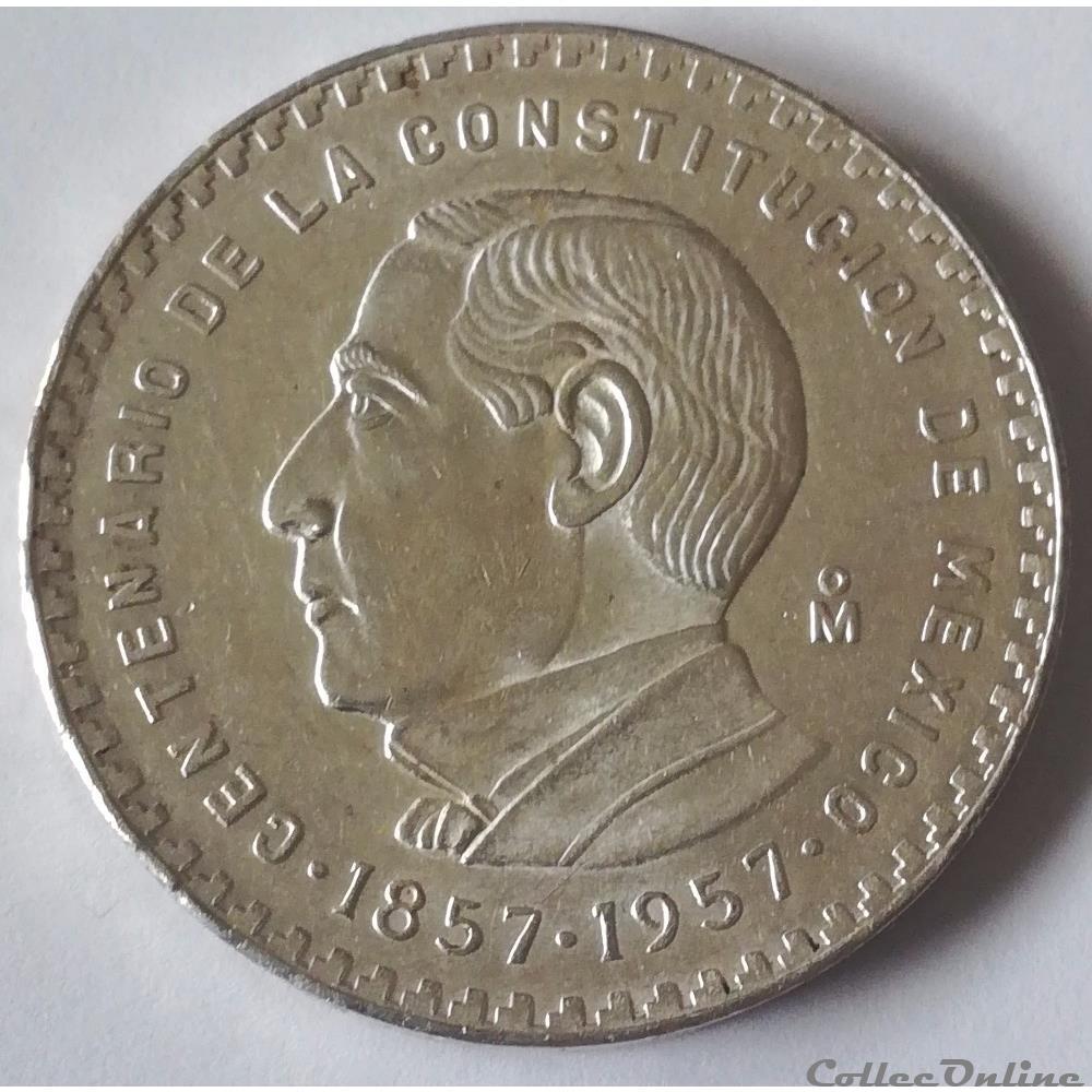 5 PESOS 1957 CENTENARIO CONSTITUTION monnaie monde mexique 5 pesos 1957 centenario constitution